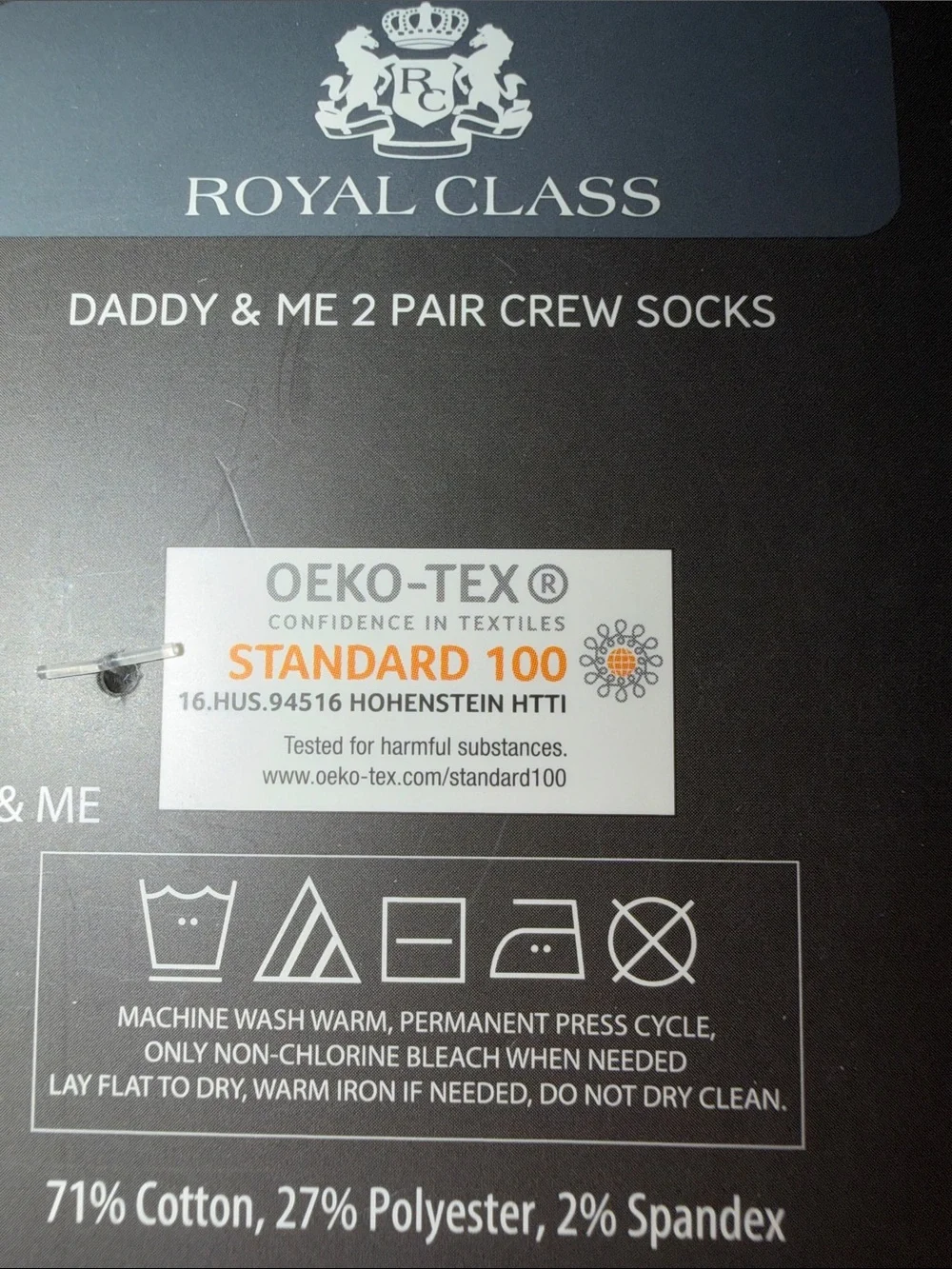 Royal Class Daddy & Me 2 Pair Crew Socks - Striped Gray Kid & Dad 2 Set NEW